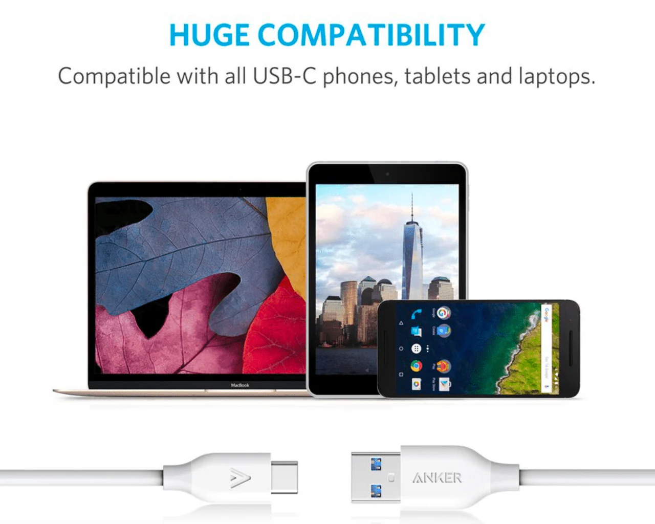 Anker PowerLine USB to Type C Cable 0.9M White - Image 2