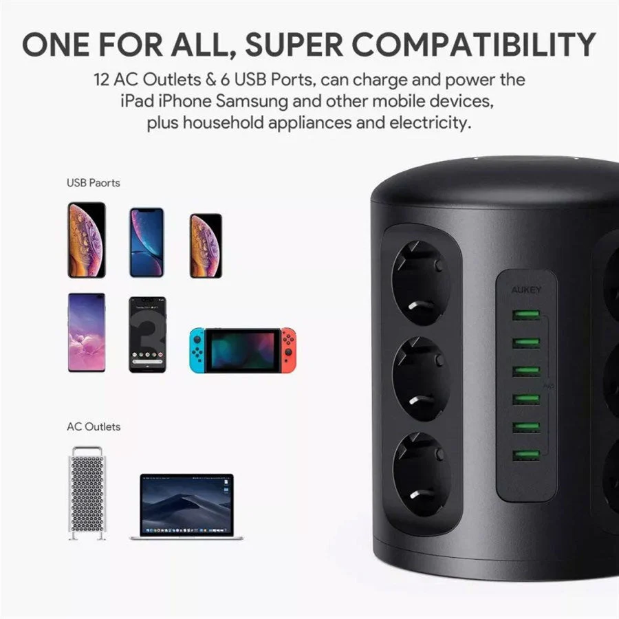 Aukey PowerHub XL 12 AC Outlets + 6 USB Ports - Image 3