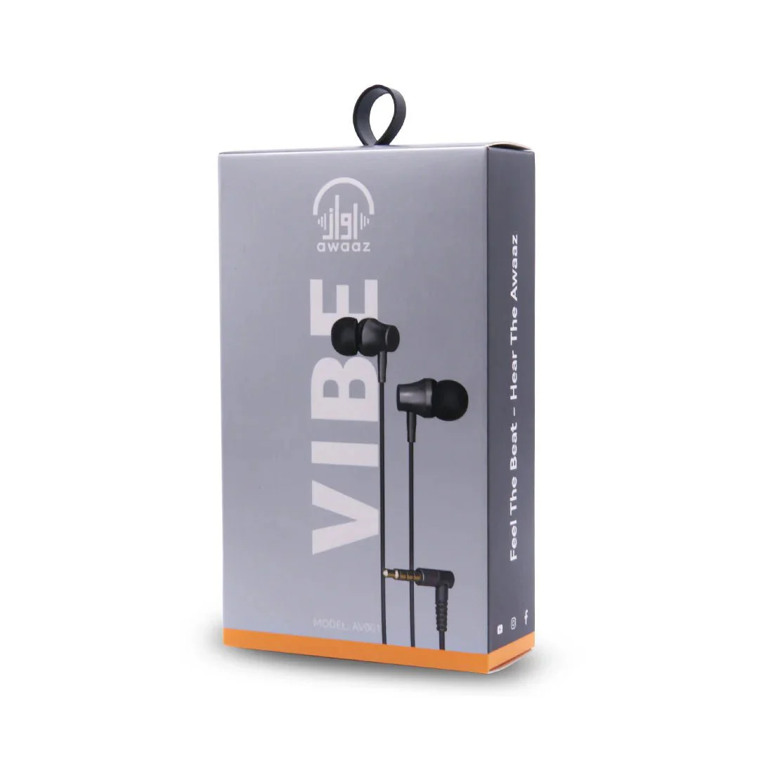 Awaaz Vibe 3.5mm Earphones Black AV001