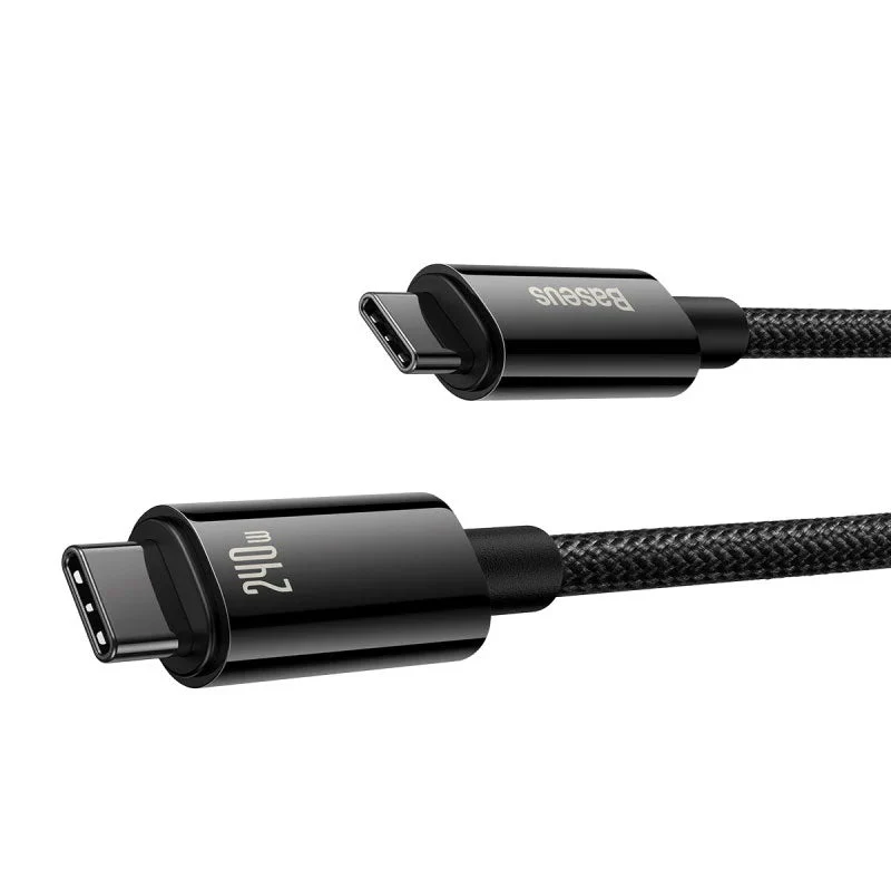 Baseus Tungsten Gold Type C to C Braided Cable 240W 2M Black - Image 3