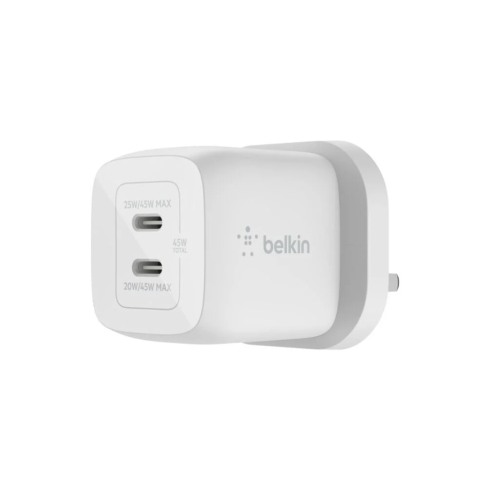 Belkin Boost Charge Pro Dual Type C Charger 45W White
