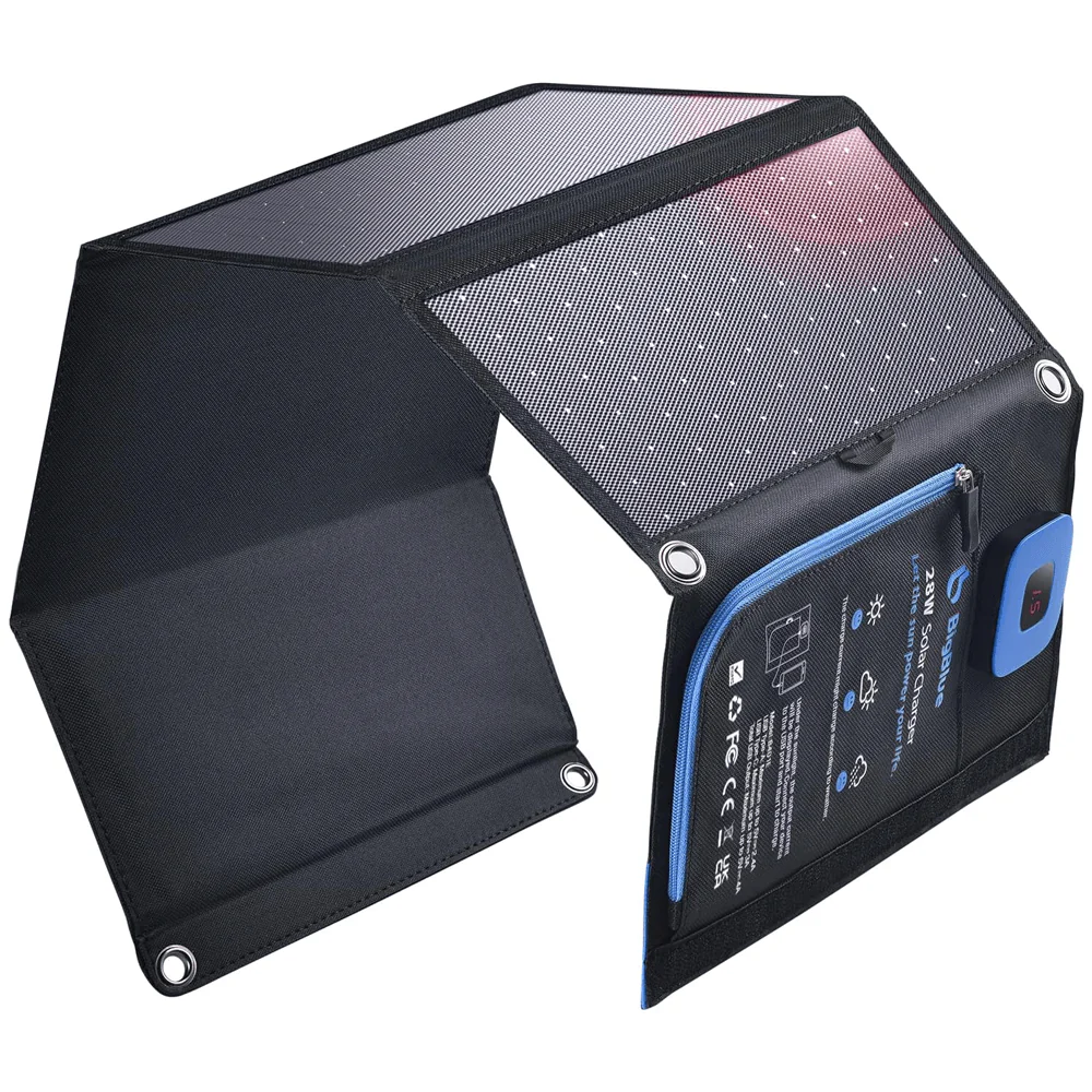 BigBlue 28W Solar Charger Foldable with Digital Ammeter