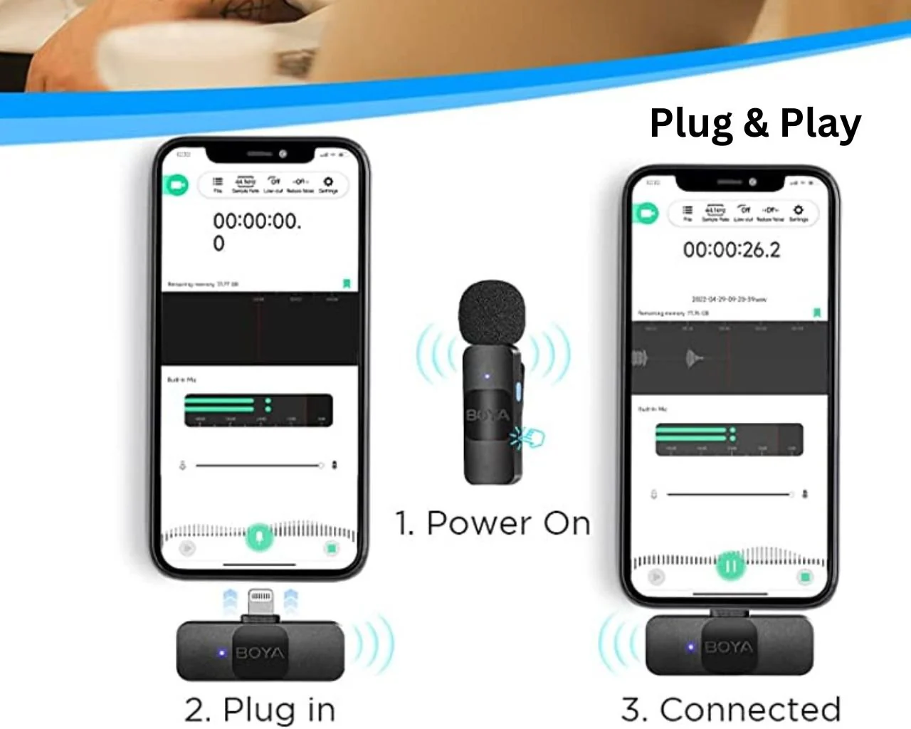Boya BY-V1 Wireless Microphone System for iOS - Image 3
