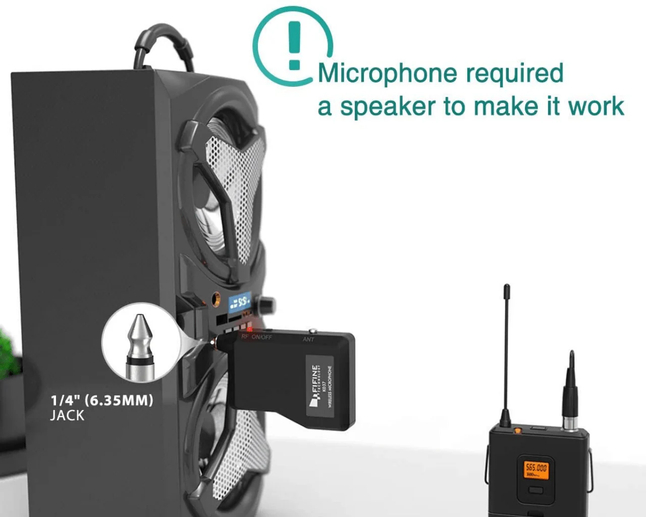 Fifine K037 20-Channel UHF Wireless Lavalier Lapel Microphone - Image 3