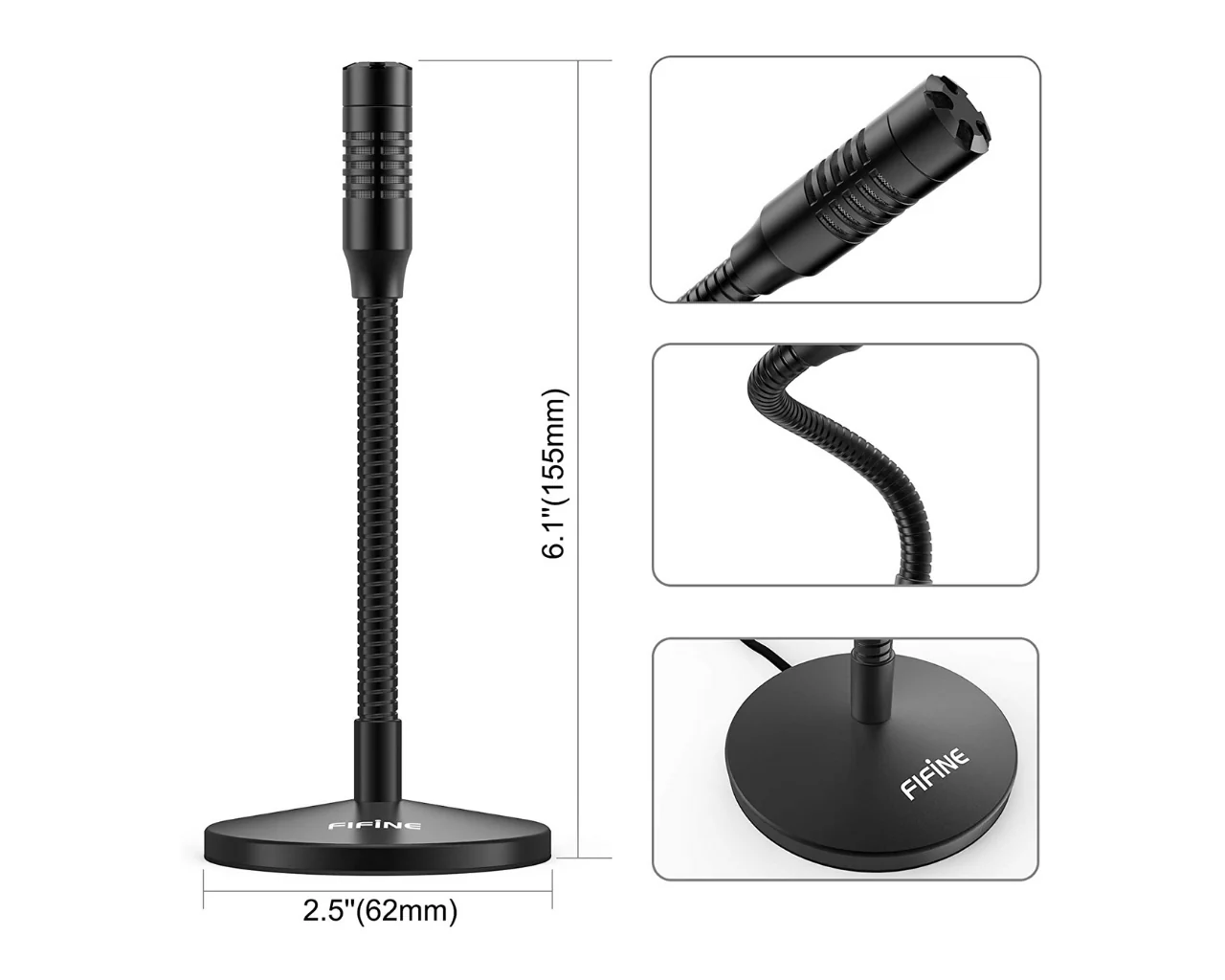Fifine K050 USB Microphone Mini With Adjustable Gooseneck - Image 3