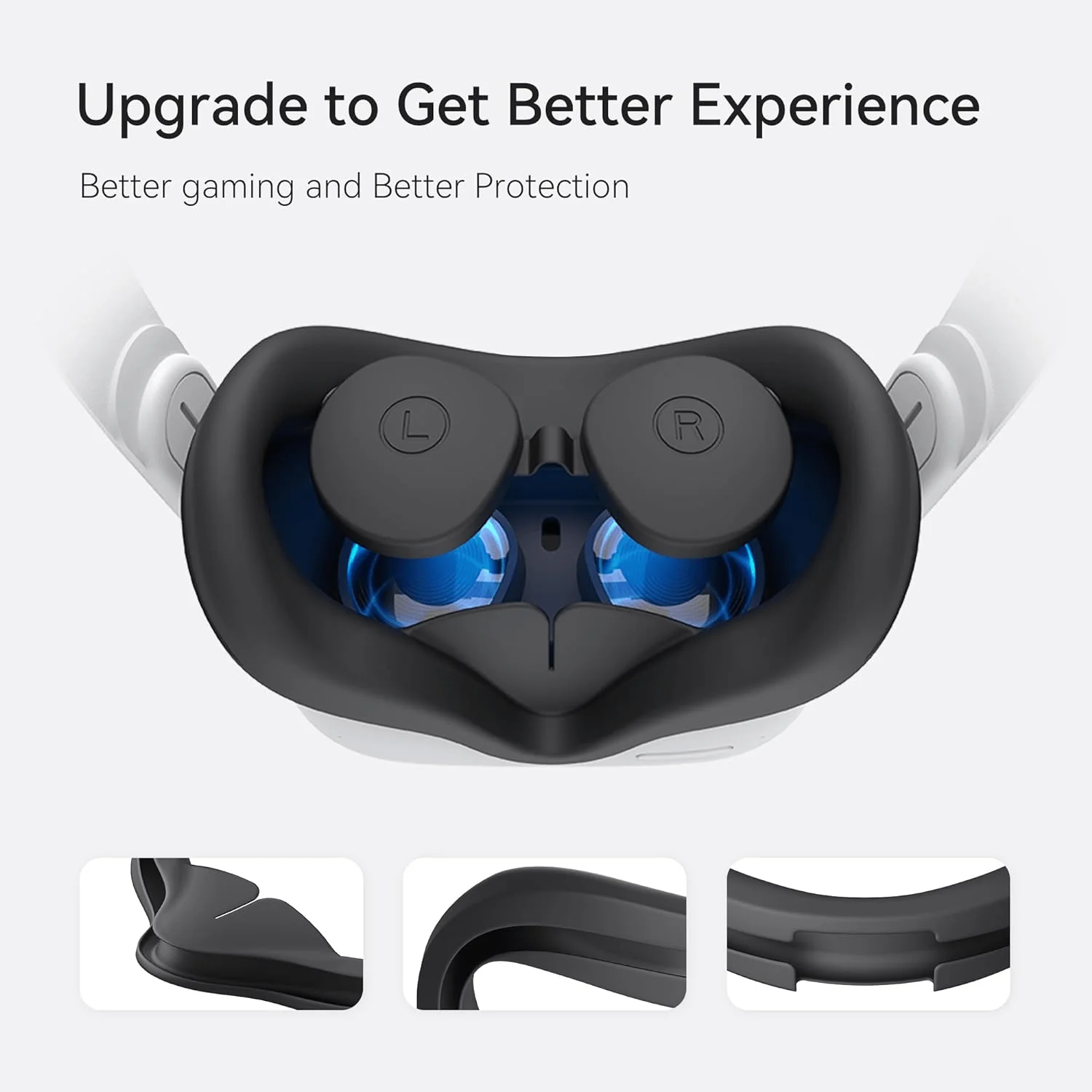 KIWI design Face Pad Cover & Lens Cover for Oculus Quest 2 Black - Image 2