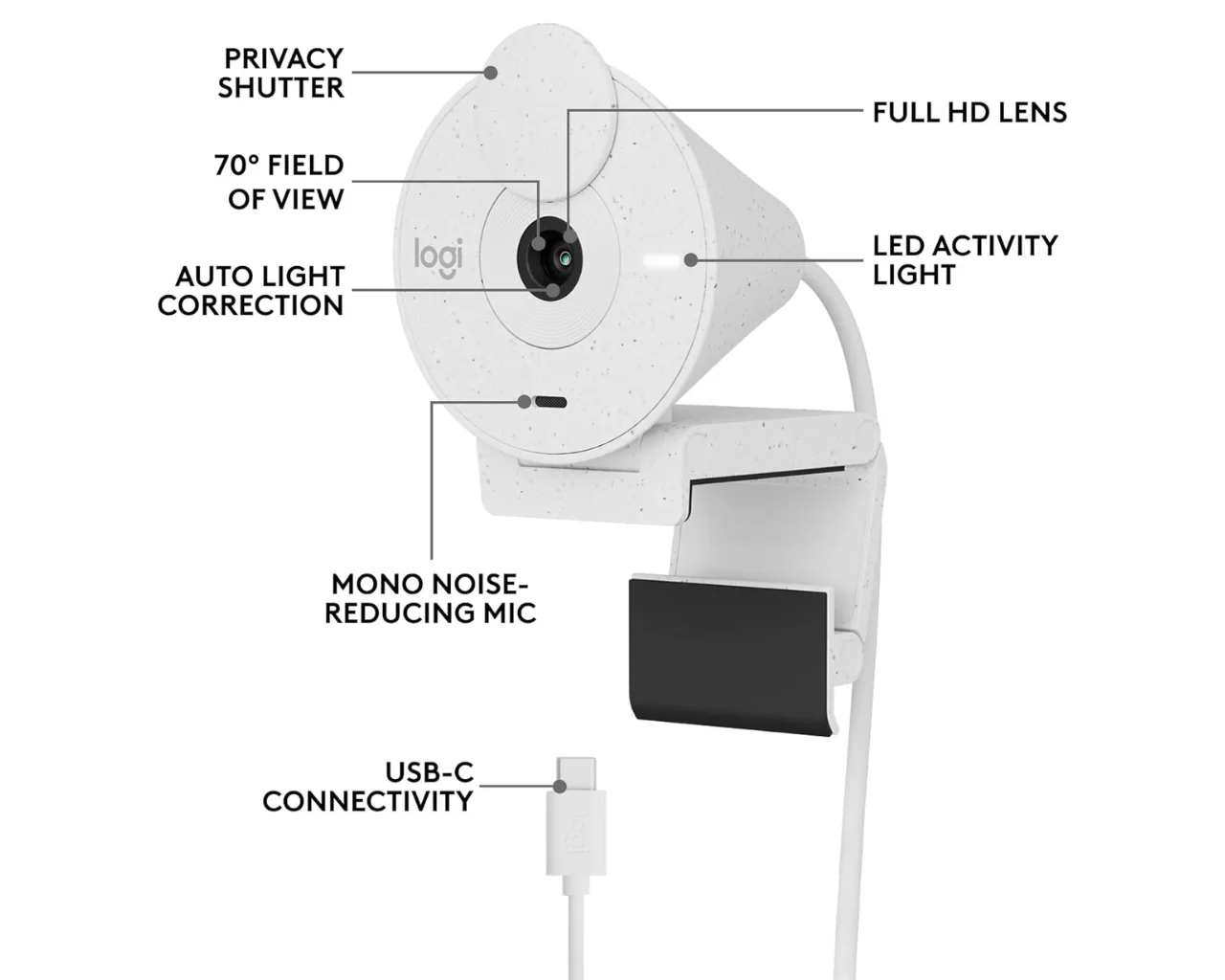 Logitech Brio 300 1080p Webcam White - Image 3