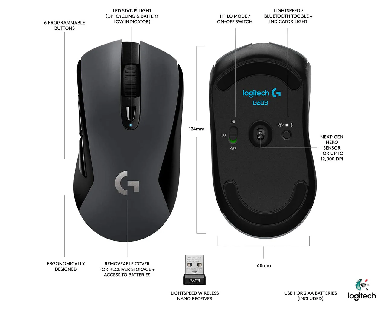 Logitech G603 Wireless Gaming Mouse - Image 4