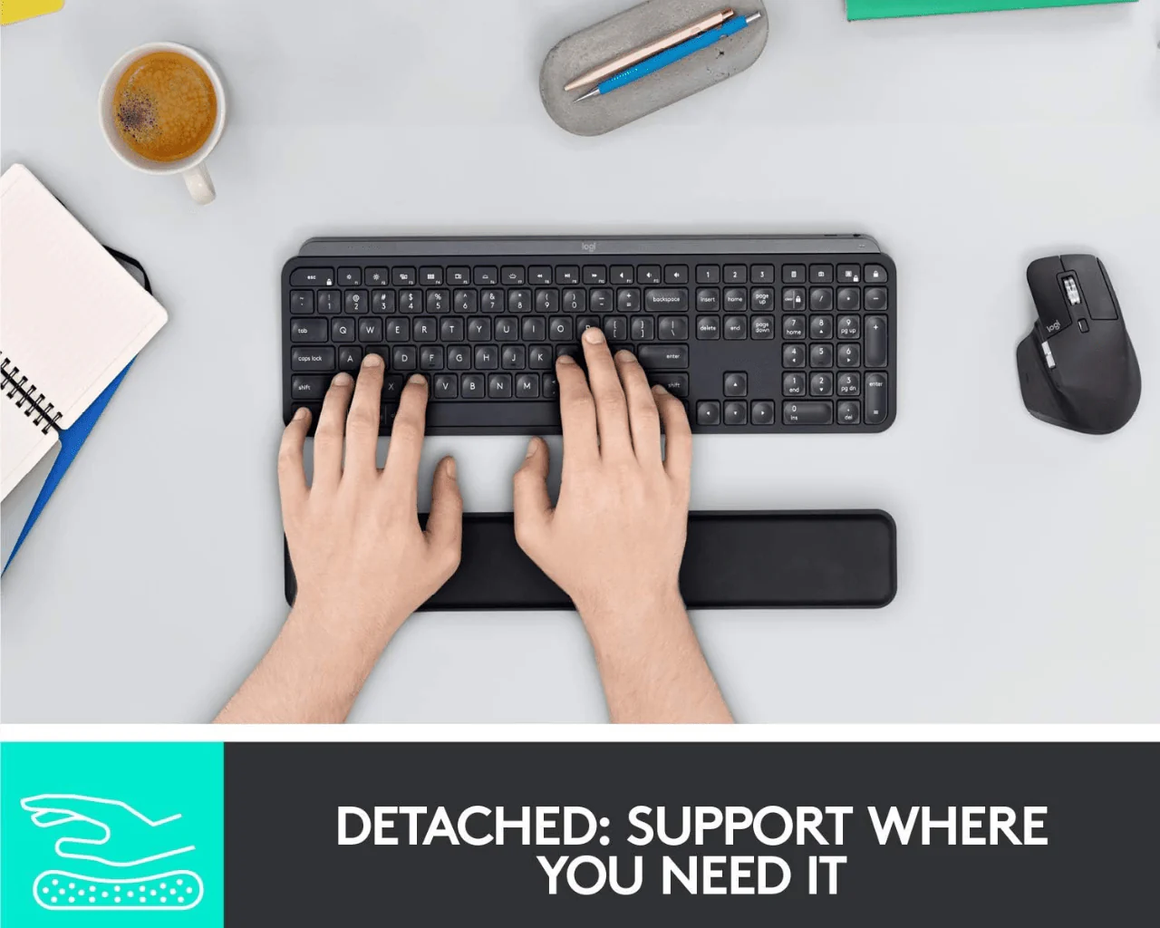 Logitech MX Keys Plus Wireless illuminated Keyboard with Palm Rest - Image 3
