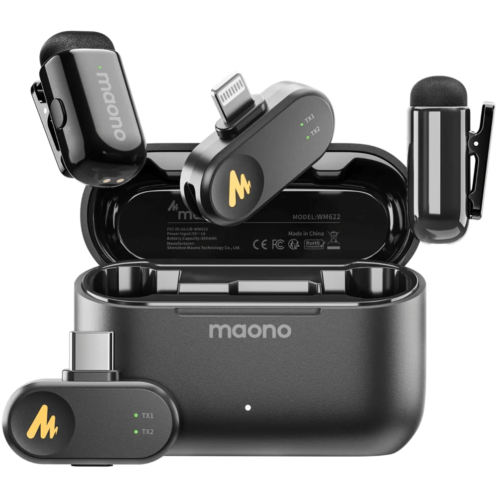 Maono Wave T1 Mini AI Wireless Lavalier Dual Microphone