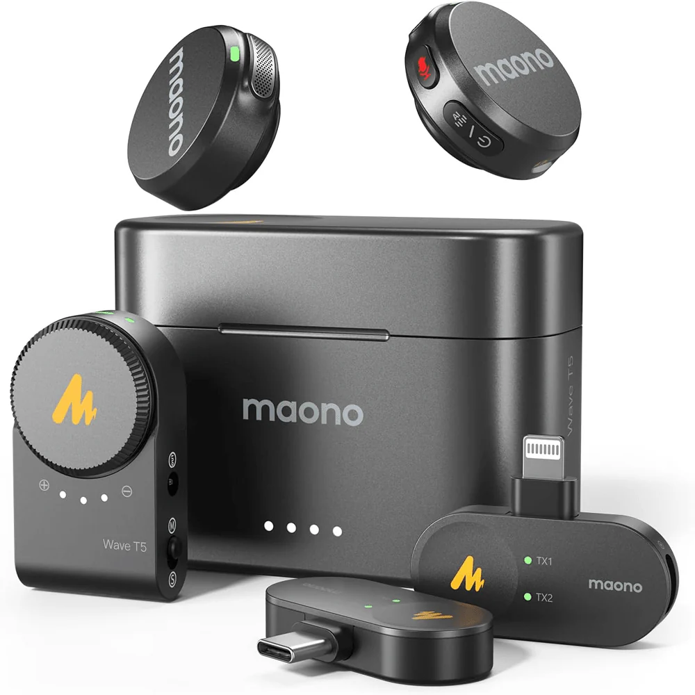 Maono Wave T5 AI Wireless Lavalier Dual Microphone