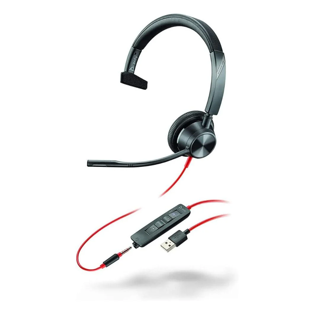Poly Blackwire 3315 Monaural USB + 3.5mm Headphones