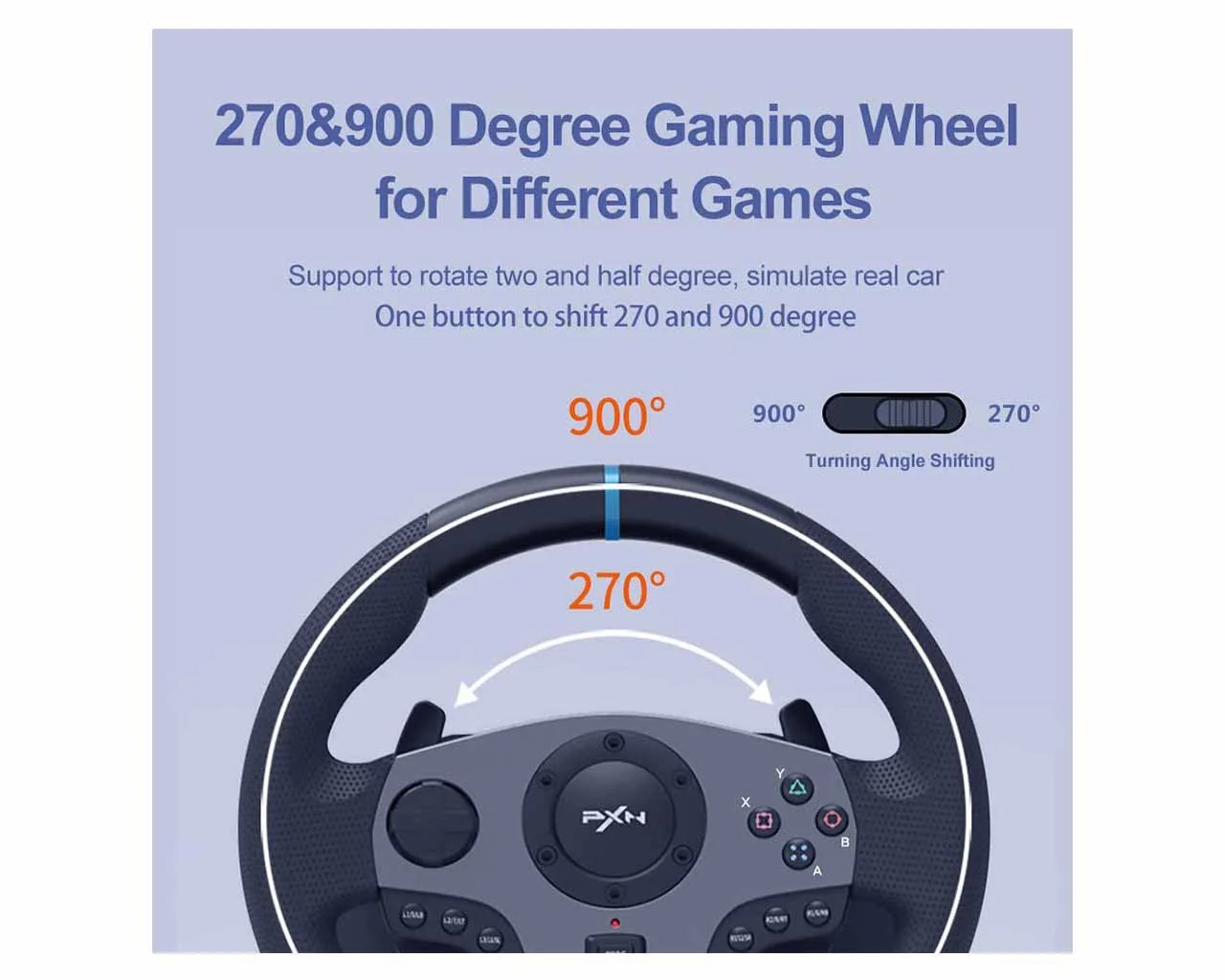 PXN-V9 Gaming Steering Racing Wheel + Pedal + Gear - Image 2