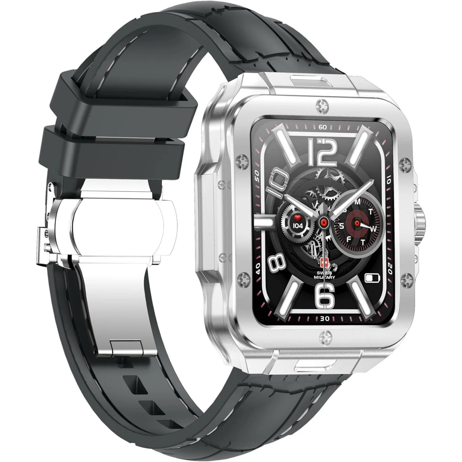 Swiss Military ALPS 2 Smart Watch Silver Frame & Grey Silicon Strap - Image 3