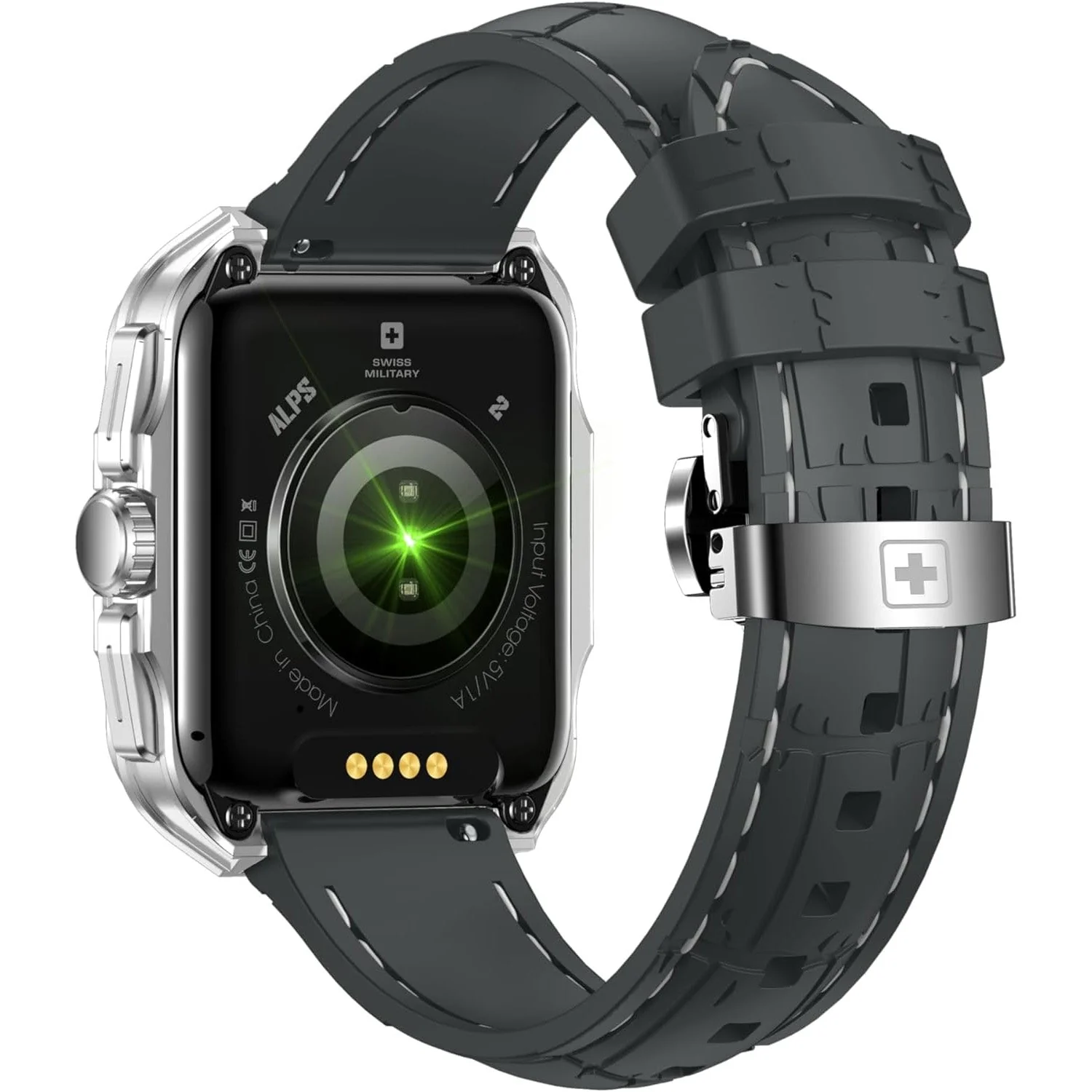 Swiss Military ALPS 2 Smart Watch Silver Frame & Grey Silicon Strap - Image 4