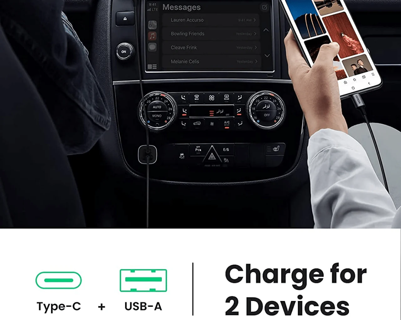 UGREEN 20W USB C Car Charger PD QC3.0 Dual Ports 30780 - Image 4