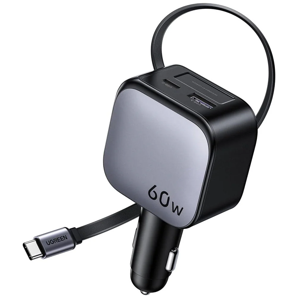 UGREEN EC602 Retractable Multi Car Charger 60W - Image 2
