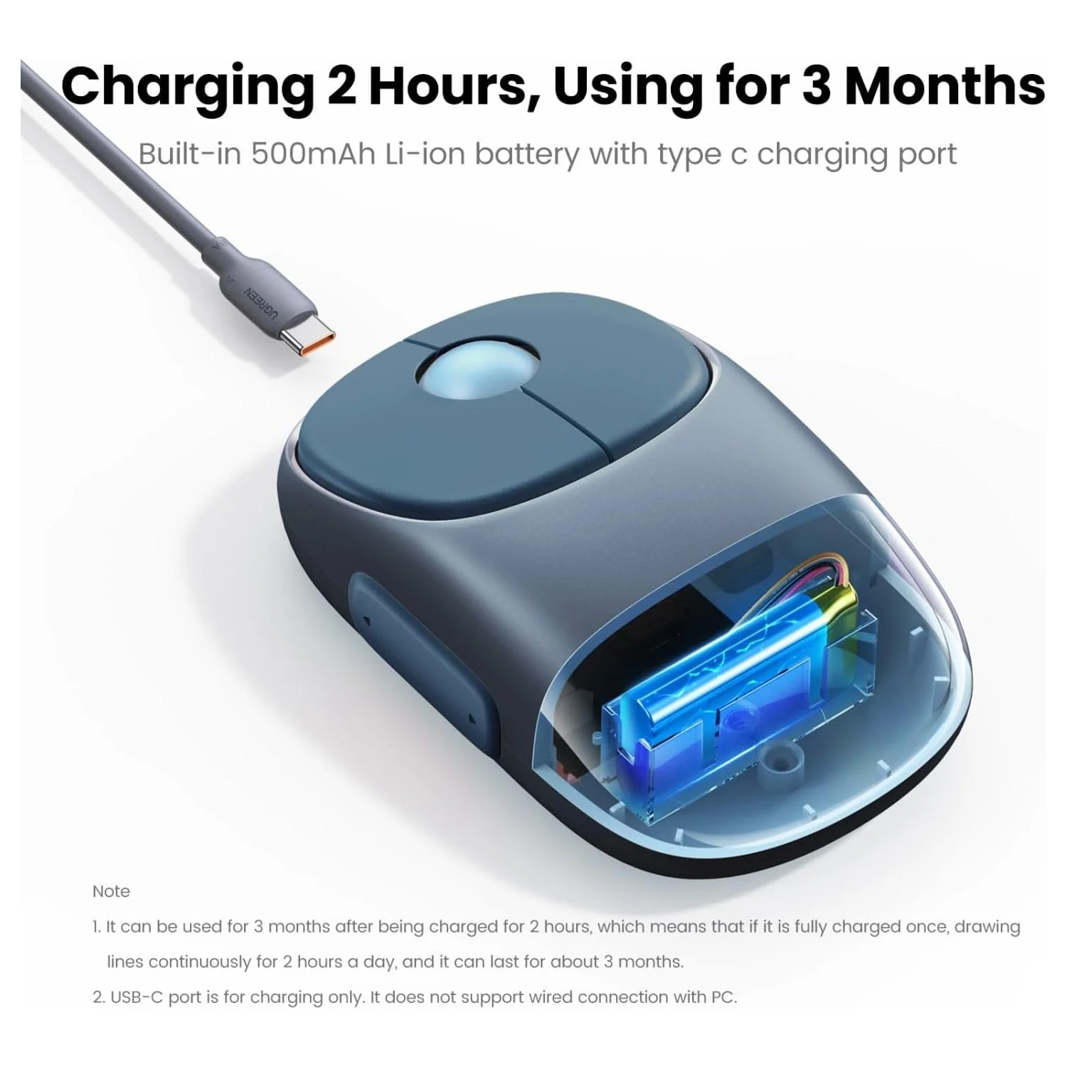 UGREEN MU102 FUN+ Wireless Mouse Blue 90538 - Image 3