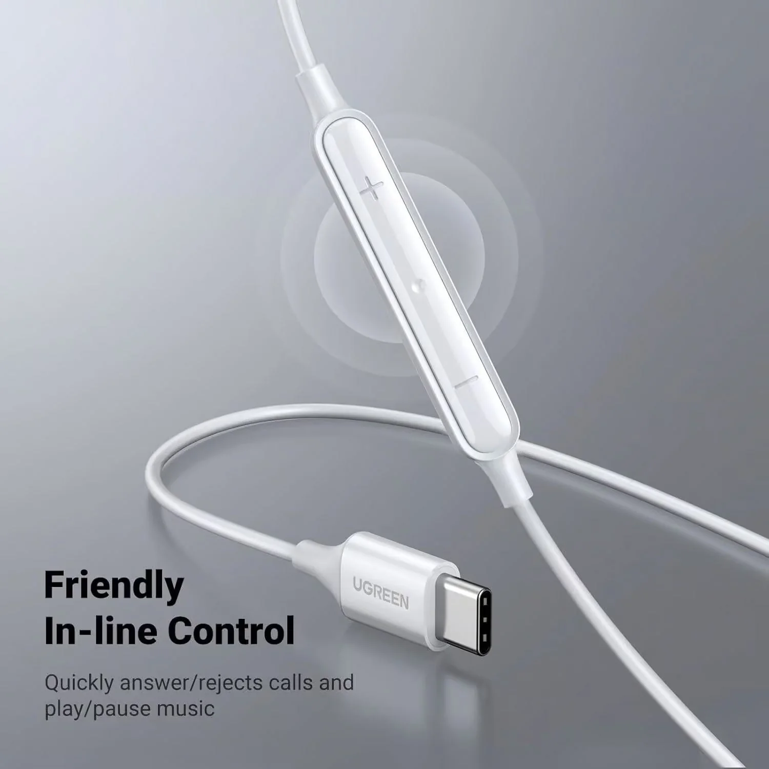 UGREEN Type C Wired Earphones White - Image 3