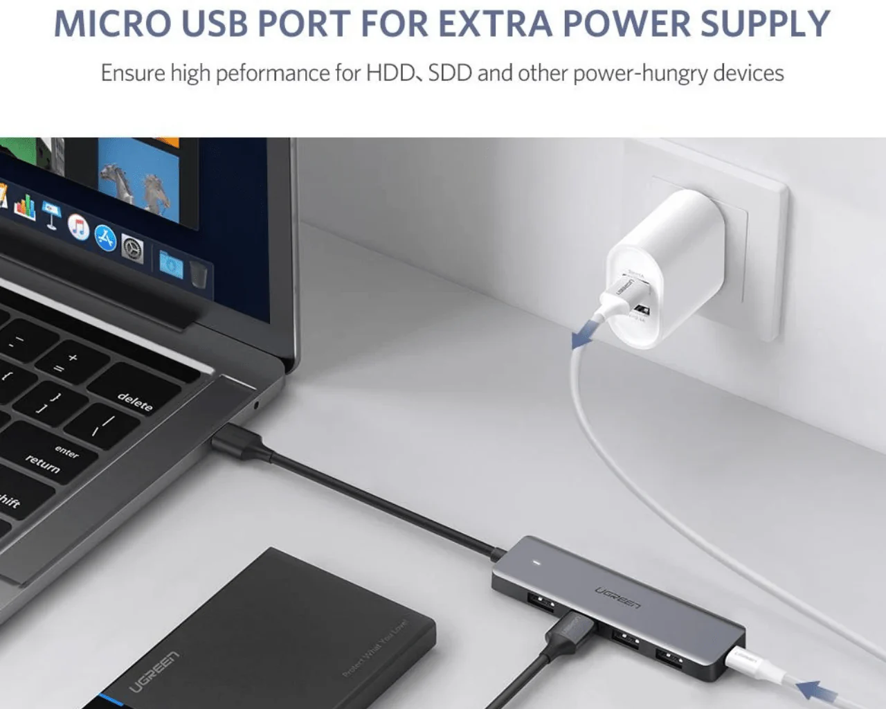 UGREEN USB 3.0 Hub 4 Port USB 3.0 + PD 50985 - Image 4