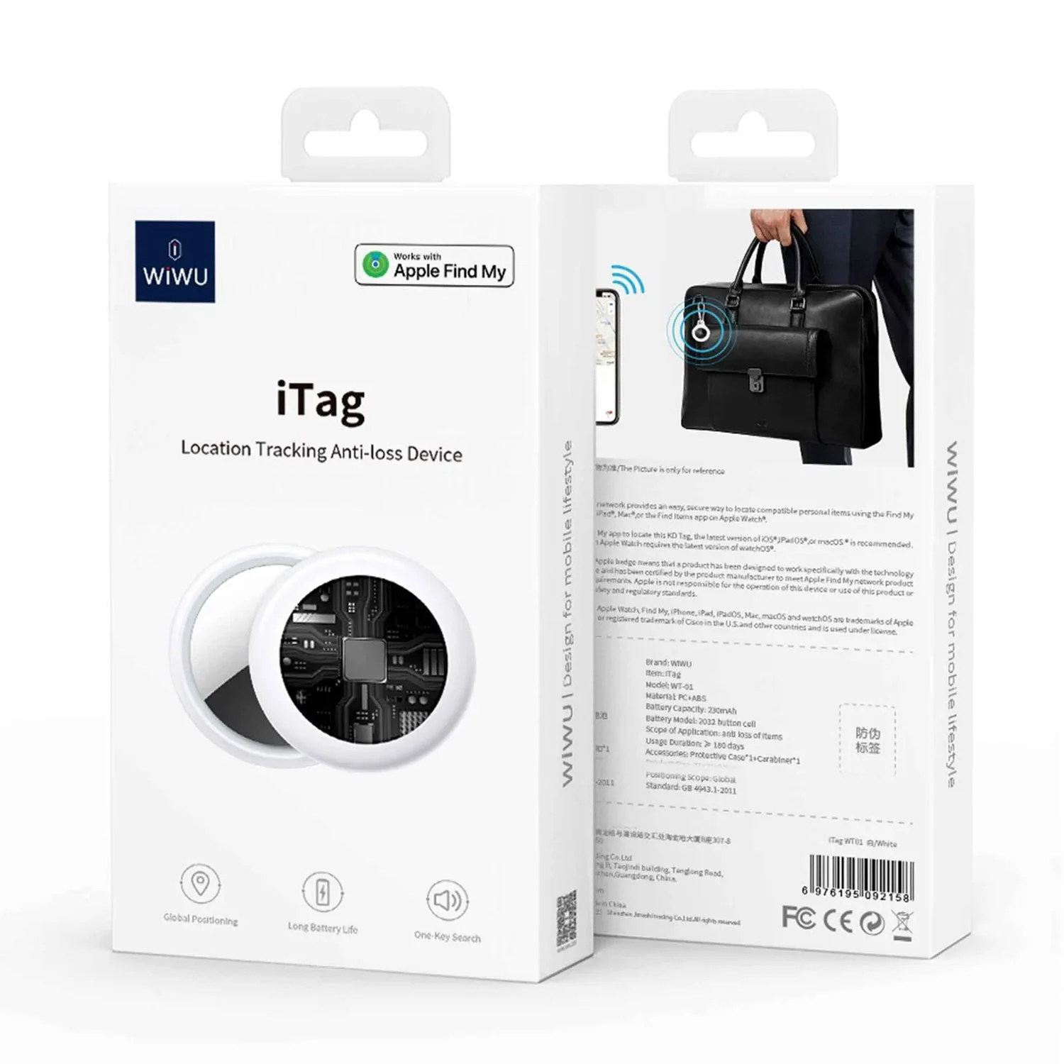 WiWU iTag Location Tracking Anti Lost Device White - Image 3