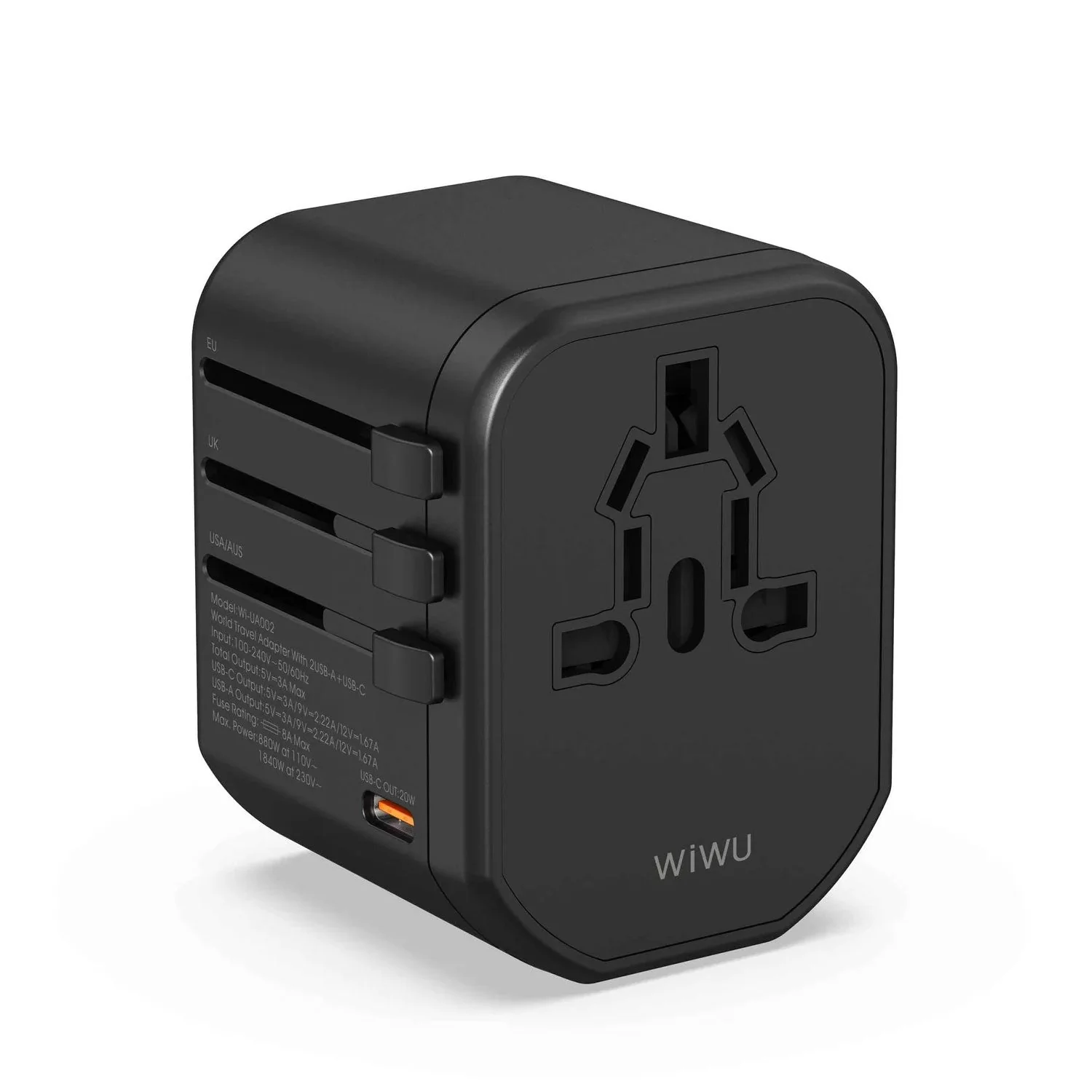 WiWU Universal Plug Adapter 4 in 1 20W Black - Image 2