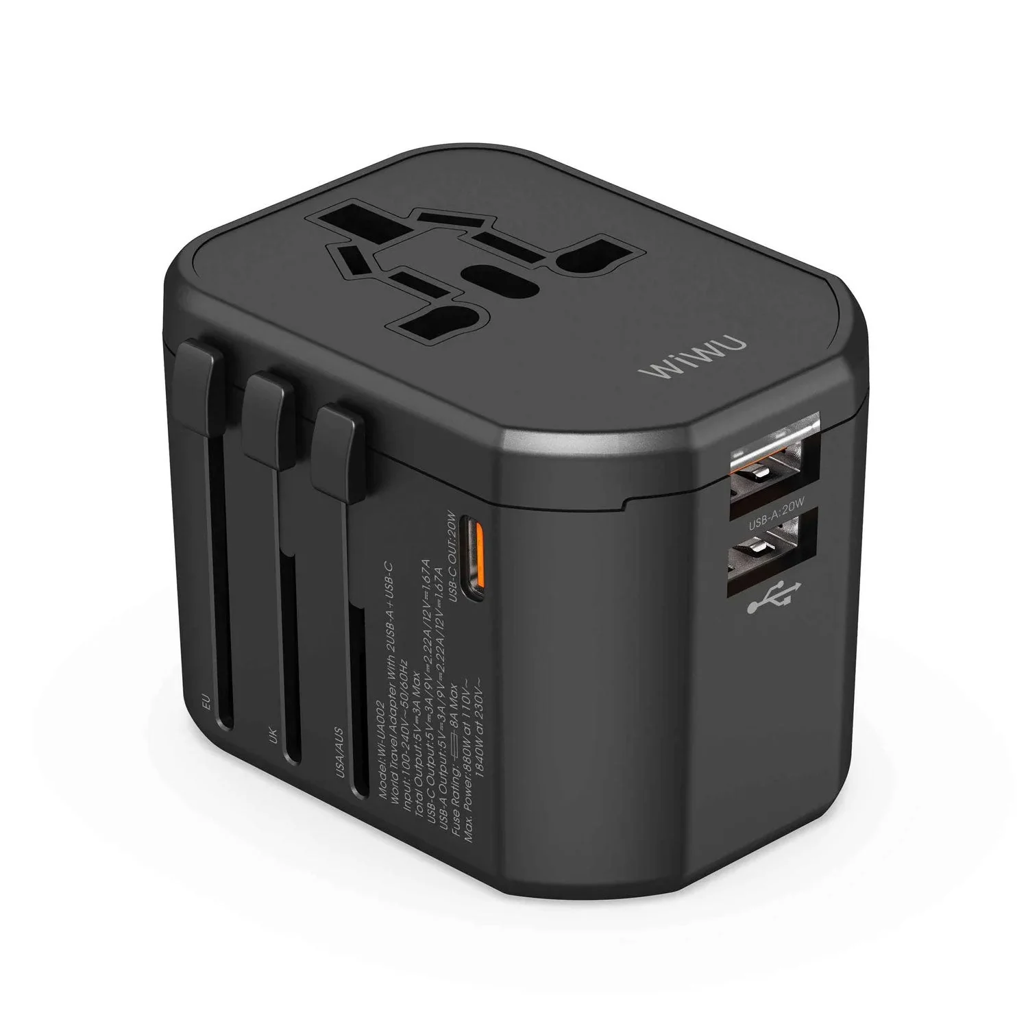 WiWU Universal Plug Adapter 4 in 1 20W Black - Image 4