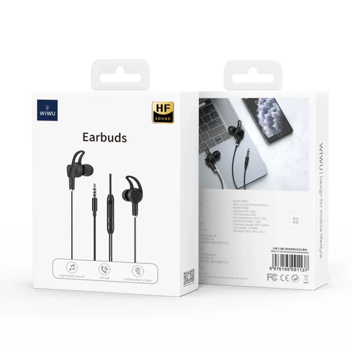 WiWU Wired Earphones Black - Image 3